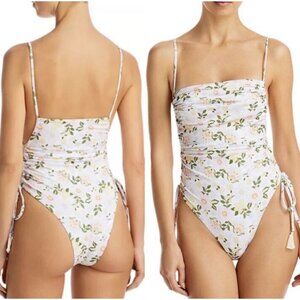 Capittana Swimsuit XS Irene Floral White Garden Orange Reversible One-Piece New